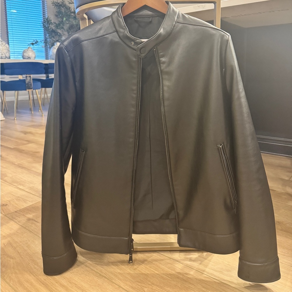 Express Faux Leather Moto Jacket. Black, men’s medium